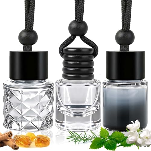 Car Air Freshener Hanging 3 Pack Mixed Fragrance Cologne & Leather & Sandalwood oud Long-lasting fragrance for 60+ days Car Air Freshener Men 0.27 FL OZ/8ML