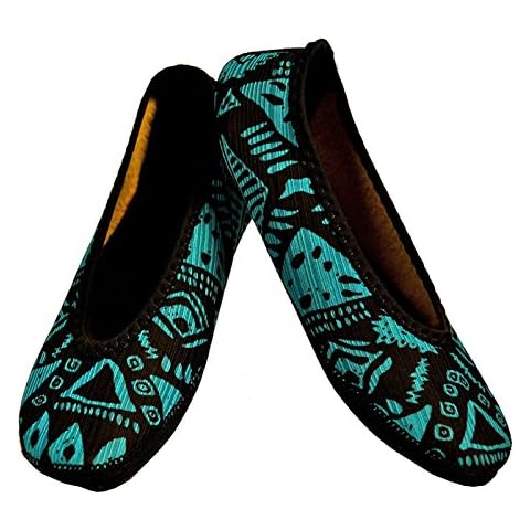 Nufoot Fuzzies Slipper, Blue Aztec, Large Cover
