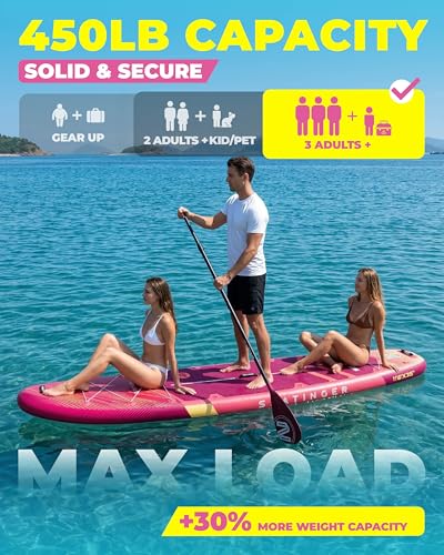 Image of Skatinger 11'6x35 inch Super Wide Inflatable Paddle Board, Ultra Stable Stand Up Paddleboards for 450lb /3 People /Family /Big Size w /Shoulder Strap, 100L Backpack, Ultra-Light All-Round Sup Board