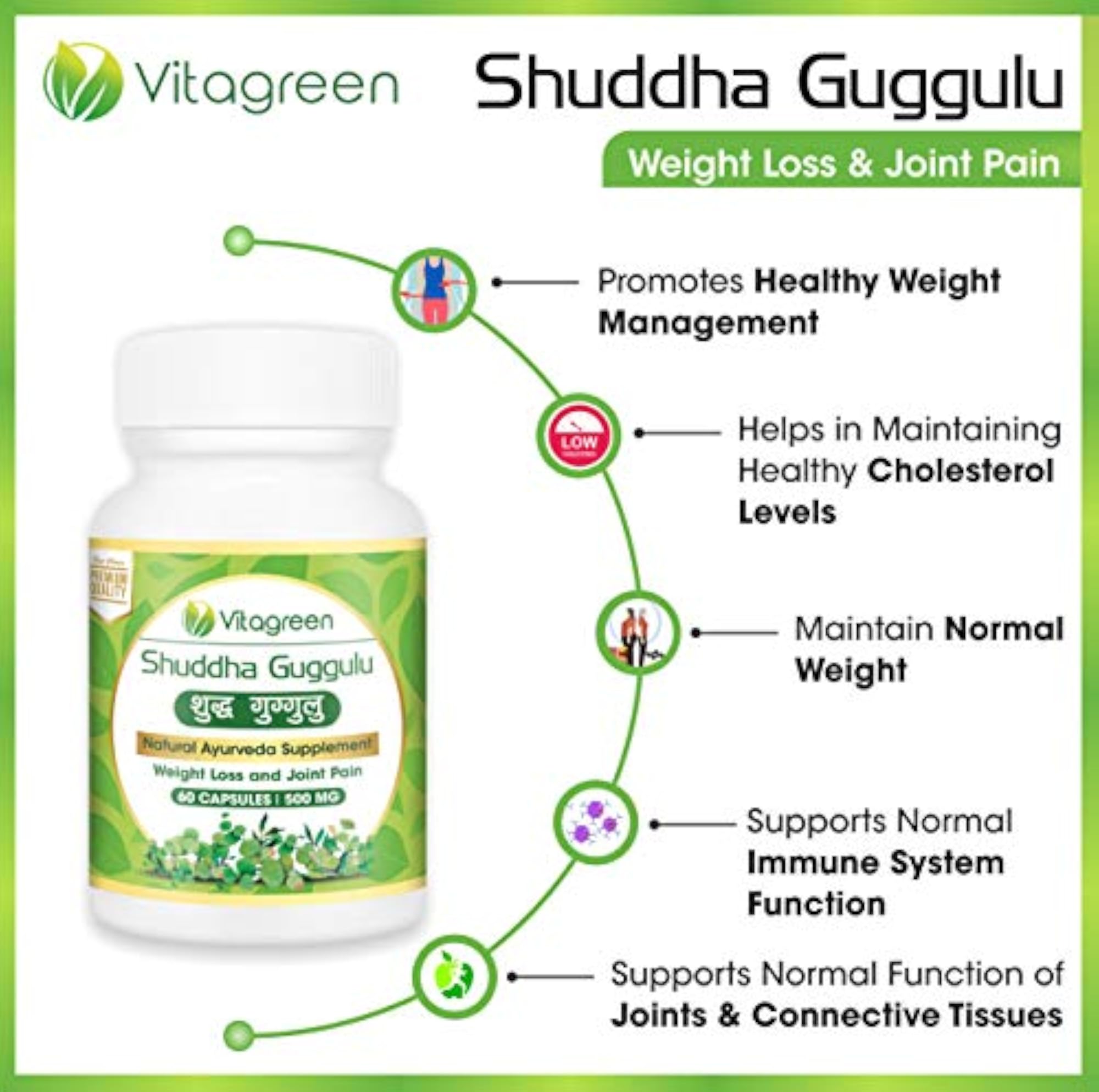 Natural Guggul Capsules for Cholesterol Control, Pack of 60