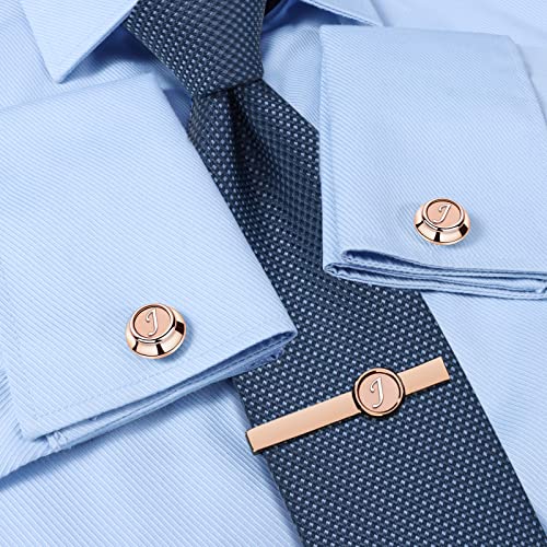 Set de prendedor de corbata e mancuernas iniciales AMITER para hombre miniatura 2