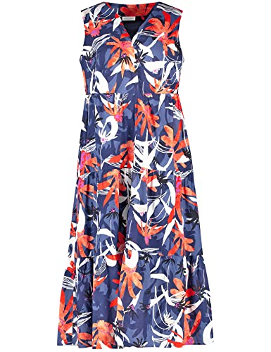 GERRY WEBER Damen 180052-31438 Kleid, Blau/Rot/Orange Druck, 44