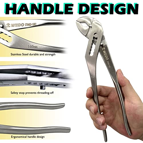 WEDO 10" Slip Joint Pliers,Tongue and Groove Pliers,Quick Release Water Pump Pliers,Stainless Steel V-Jaw - Image 4