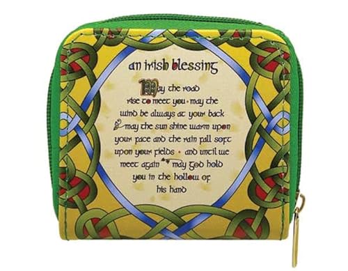 Royal Tara Irish Blessing Wallet with Zip Closure and Compartments 100% PU Leather 4.33” Unique Gift Idea