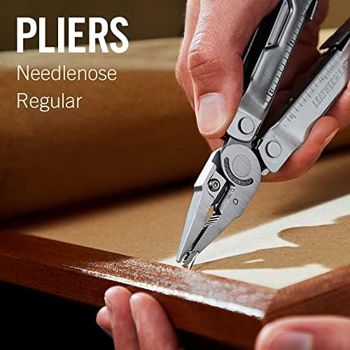 Leatherman Rebar - Multi-tool with 17 all-locking tools built-in, multipurpose tool for DIY and camping, made in the USA with 100% stainless steel, in silver and a nylon holster