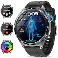 2025 Neu Smartwatch Herren mit EKG/ΒΙυτzυcker/Harnsäure/BMI Rund 1,43"AMOLED Fitness Gesundheitsuhr mit 24h Herzfrequenz Blutdruck SPO2,Schlaf/Apnoe-Monitor Bluetooth-Anrufe SOS-Notruf für iOS Android
