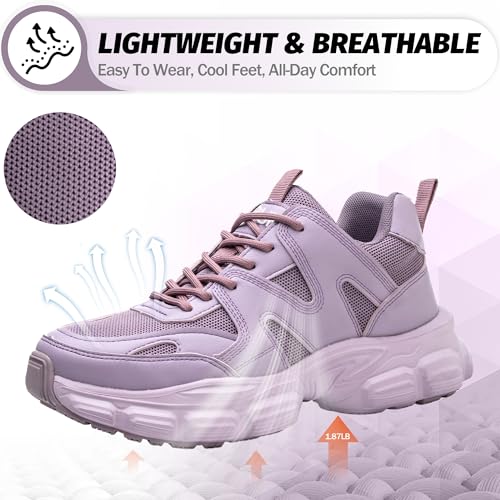 Image of Breathable Steel Toe Sneakers for Women Lightweight Puncture Proof Work Shoes Non Slip Safety Tennis Shoes Comfortable for Construction Industrial Warehouse
