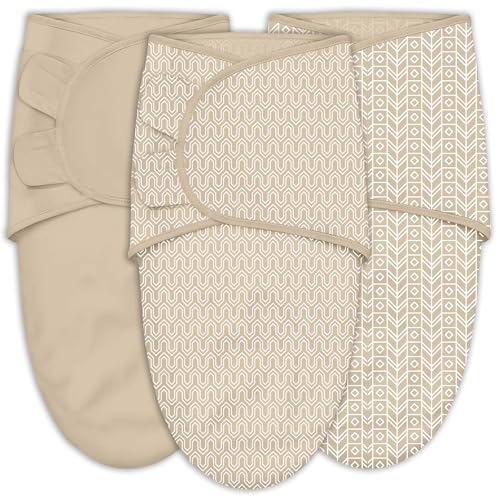 Image of SWEET DOLPHIN 3-Pack Baby Swaddle Sleep Sacks - Newborn Swaddle Blanket with Soft Cotton - Ergonomic Wrap for Boys and Girls, 0-3 Months, Brown