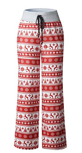 Image of AMiERY Women's Comfy Casual Pajama Pants Floral Print Drawstring Palazzo Lounge Pants Wide Leg