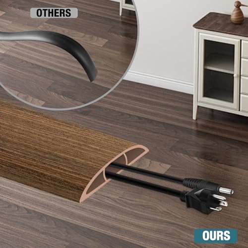 Image of Floor Cord Cover, Cable Protector, 0.63W x 0.31H inches, Wire Cover for Extension Cords, Floor Cable Covers Prevent Cable Trips (Misty Brown Wood, 50-3.3 Feet)