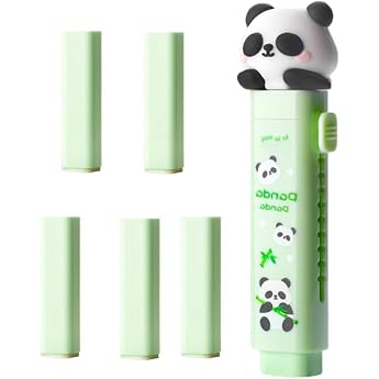Niedliche Panda-Radiergummis 1 Etui + 5 Nachf ller Einziehbarer Radiergummi mit Schiebemechanismus 10 x 25 cm Ideal f r Schule B ro & Zuhause Kawaii Design Cute Stuff f r Kinder
