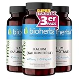 Kalium Kapseln – 300 Stück mit 260 mg Kaliumcitrat hochdosiert von BIOHERBA PZN 19642244