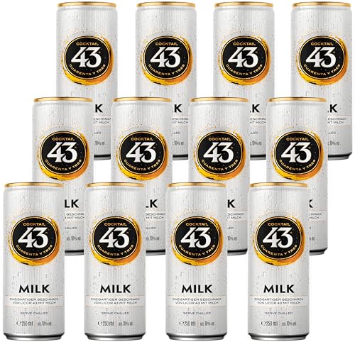 Licor 43 Milk RTD (12 x 250 ml) – cremiger Likörgenuss mit feiner Vanille und Milch – trinkfertiger Cocktail aus Spanien – gekühlt genießen, perfekt für unterwegs und besondere Momente