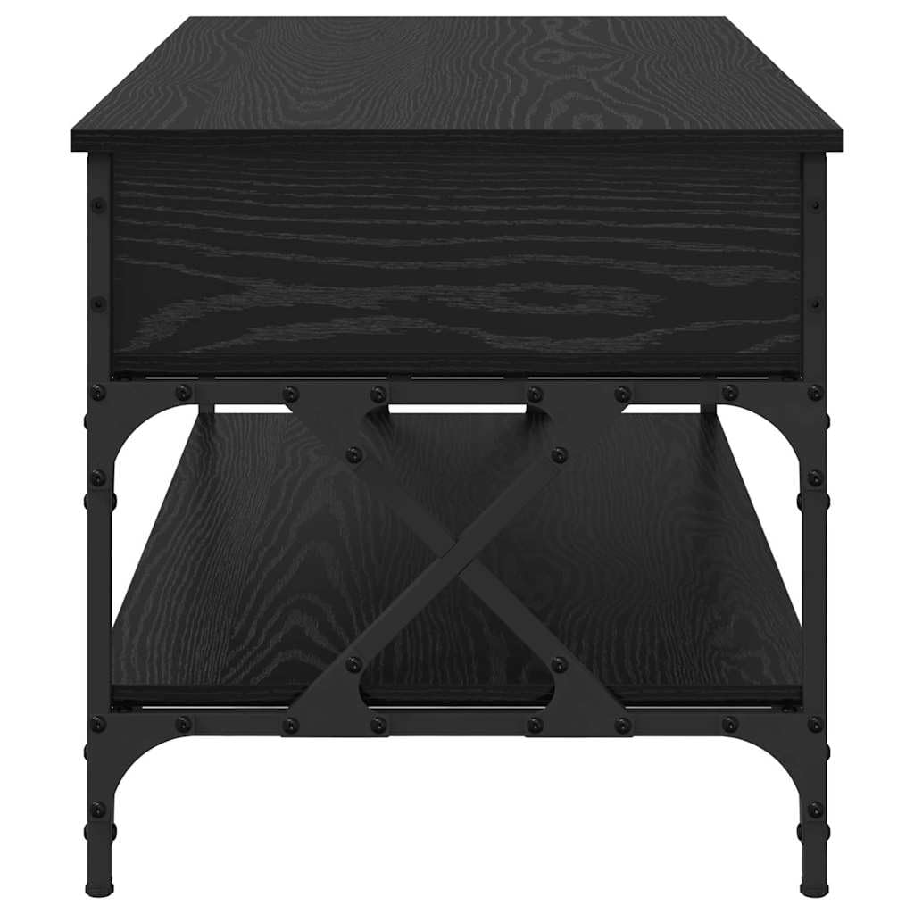 Mesa de centro negra de 100 x 50 x 50 cm, aspecto de roble, plegable, con estante, soporta 60 kg, diseño moderno para salón, oficina, balcón y habitación de invitados