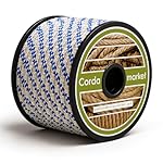 CORDAMARKET Cuerda Driza Poliéster Alta Tenacidad,...: COLOR BLANCO Y AZUL ESTÉTICO Y FUNCIONAL: Cuerda blanca con detalles azules, ideal para entornos náuticos o decorativos. Aporta limpieza visual y se integra fácilmente en pérgolas, terrazas o embarcaciones. RESISTENCIA Y RENDIMIENTO SUPERIOR: Fabrica...