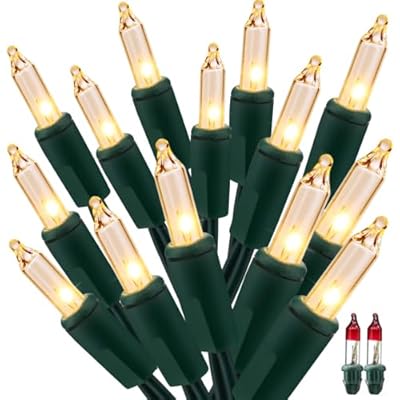 ODEETRONIC Clear Christmas Twinkle Lights, 21.63ft 100 Count Incandescent Christmas Lights, 2 Modes UL Certified Warm Christmas Lights, Connectable Mini Tree Lights for Room Wedding Party, Green Wire