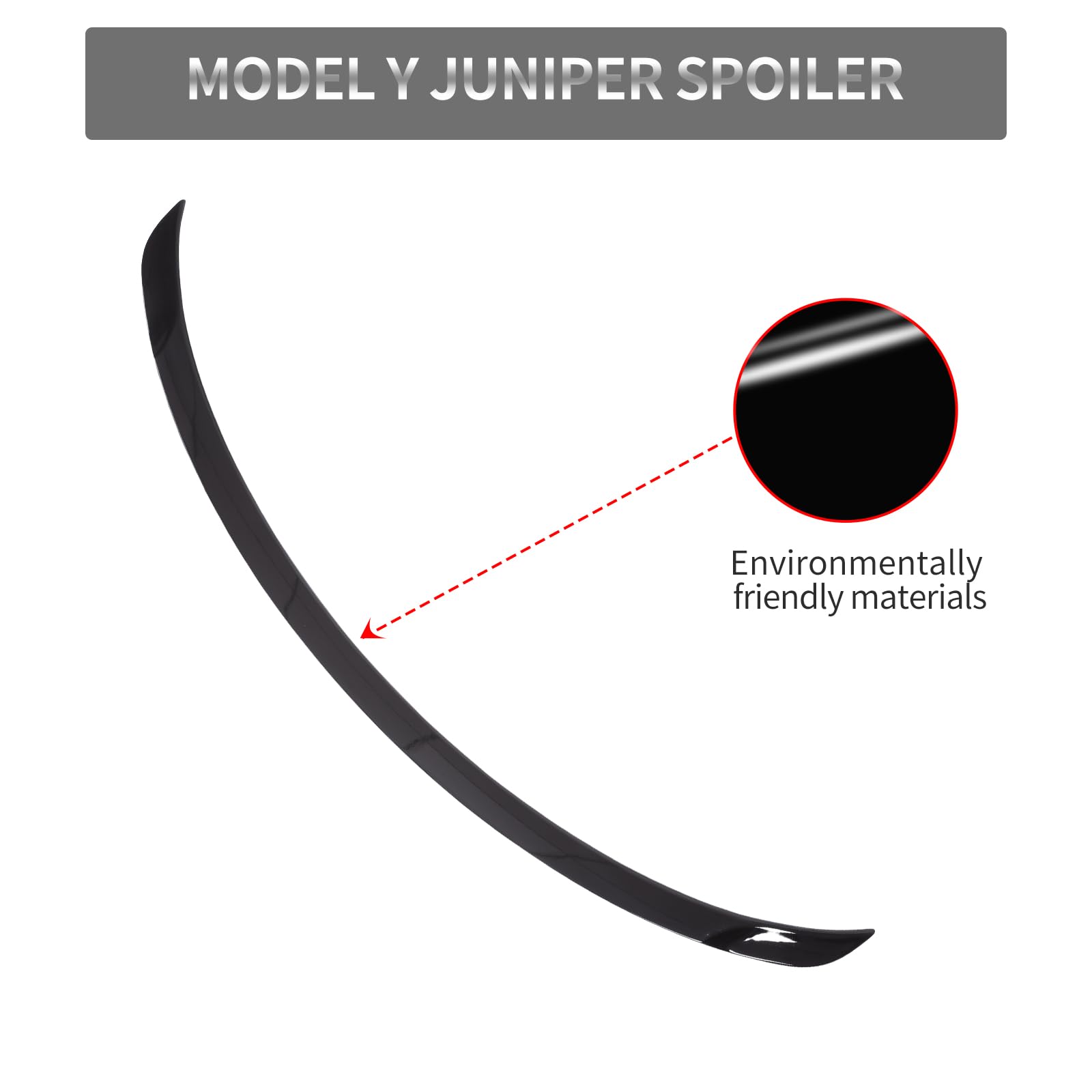 TOPABYTE Aileron pour Tesla Model Y Juniper 2025 2026 Accessoires de la Série Launch Series Original Becquet Arrière Spoiler (Noir Brillant)