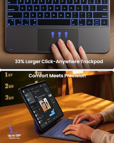 Image of typecase Edge+ Keyboard Case for iPad Pro 13 M5 /M4, Portrait & Tablet Modes | Detachable Back Case, Magnetic Floating Stand,Larger Click-Anywhere Trackpad, 11-Color Backlight,Pencil Holder,Carbon Fiber