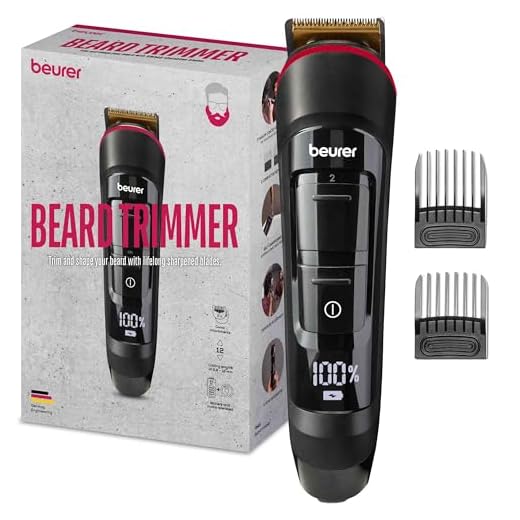 Beurer MN4X Barttrimmer, zum Trimmen und Rasieren, 2 hochwertige Edelstahlklingen mit Titaniumbeschichtung, 10 Schnittlängen, 2-stufige Feineinstellung, maximale Hautpflege, Rasierkopf abwaschbar