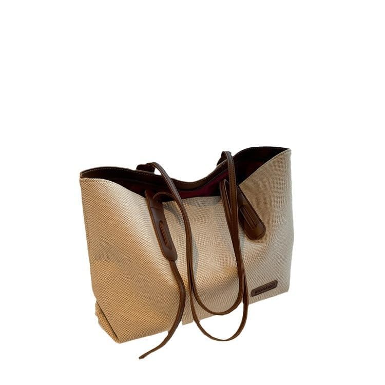 Image of APROFAMILY Simple Large Shoulder Tote Bag For Women Seoul Gangnam Style Light Shopper Bag Purse Travel Tote Clutch Bag School Hobo Shoulder Bags (Brown)