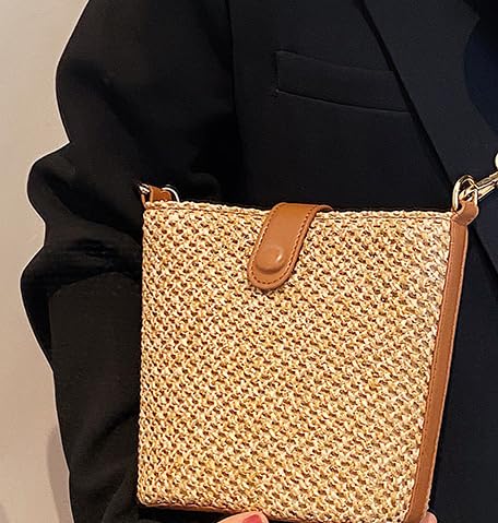 Women Straw Crossbody Bag Beach Handmade Rattan Shoulder Bags Hand Woven Leather Straps Straw Clutch Purse Vacation4