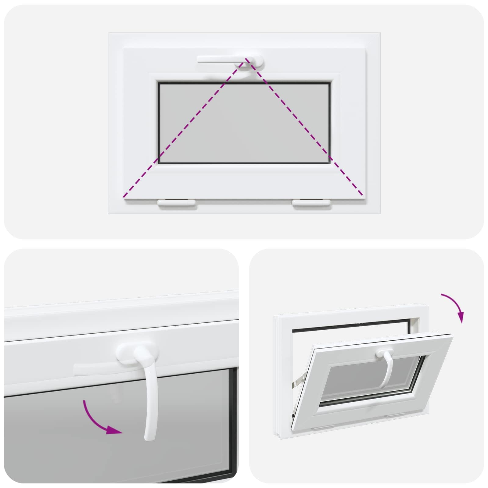 vidaXL Ventana de sótano RISOR 60 x 40 cm PVC y Vidrio Blanco, Diseño Moderno de sótano, instalación de Ventanas rectangulares, PVC Duradero para luz y ventilación