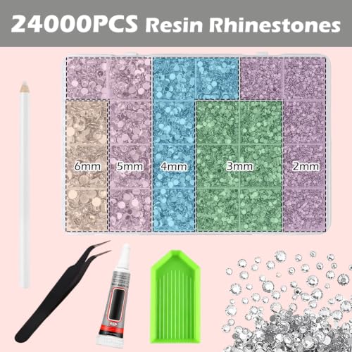 NXPUXP Kit de 24 000 strass en résine pour éblouissement, avec colle (argent) – vue 3