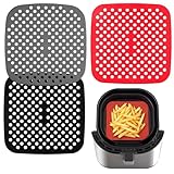 3 Stück Air Fryer Silikon Matten Liners, 8.5 inch Antihaft Luftfritiereinlagen Matten, Luftfritteusen Silikon Matte mit Perforiertes, Wiederverwendbar Luftfritteuse Liner für Zuhause Restaurant