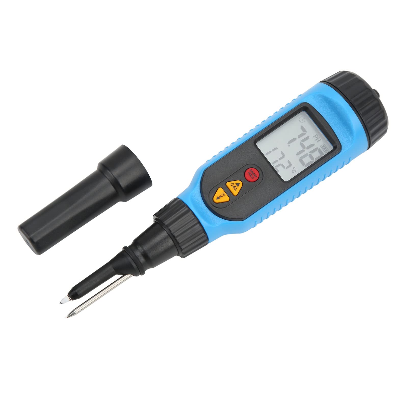 ViaGasaFamido Pluma Probador de PH ABS Medidor de PH Portátil con Pantalla LCD 0,00 a 14,00 ±0,05 ATC 32 a 140 °F para Pan, Carne, Salsa de Frutas, Pasta de Gel, Procesamiento de Alimentos