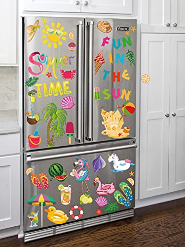 Cavla Summer Window Clings 8 Sheets Fun In The Sun Summer Beach Pool Party Static Window Stickers Decals Decorations For Summer Hawaiian Tropical Home Office Glass Window Party Supplies #TOP6