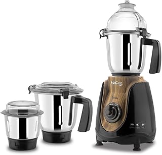 McCoy Mixer Grinder - Ebony BLK, 750W, 3 Jars, Stainless Steel Blades, Overload Protection, Multi-Functional for Grinding & Blending