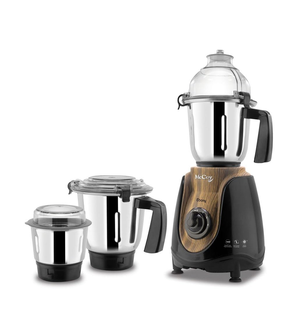 McCoy Mixer Grinder - Ebony BLK, 750W, 3 Jars, Stainless Steel Blades, Overload Protection, Multi-Functional for Grinding & Blending-picture-16