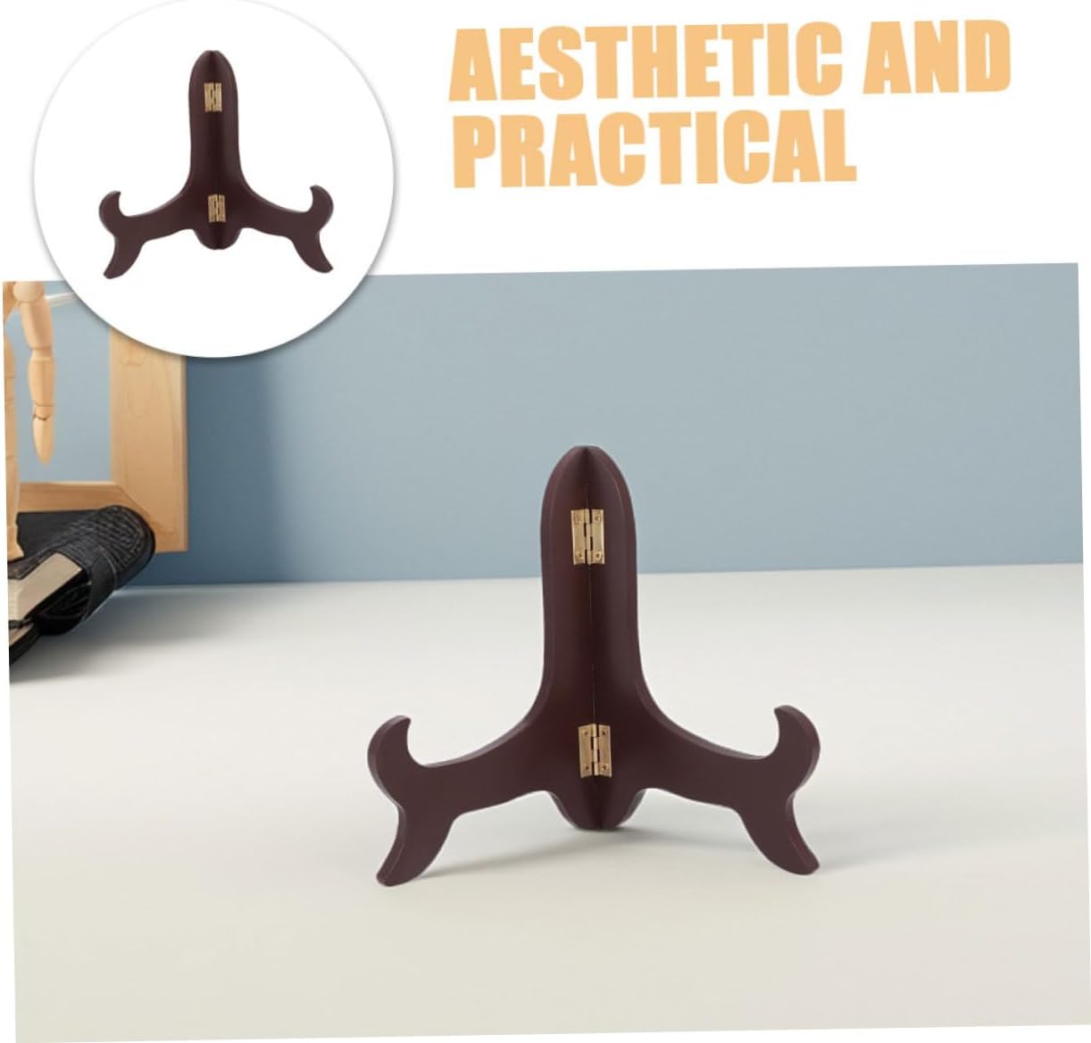 3pcs Elegant Wooden Plate Stand for Displaying Tea Cakes Ceramics Functional Stylish Decorative Easel for Home and Event Decor Fits Plates