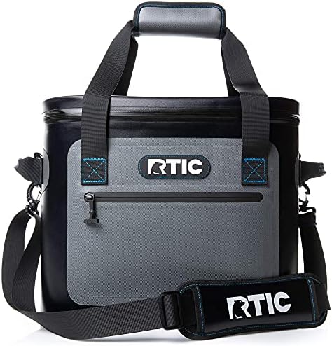 RTIC Soft Cooler 30, Blue/Grey, Insulated Bag, Leak Proof Zipper