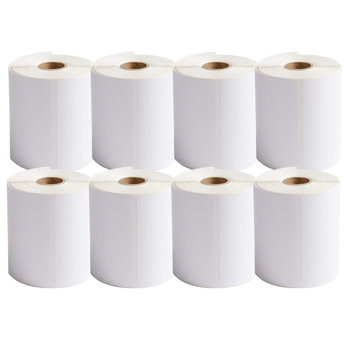 Lot de 8 rouleaux d'étiquettes thermiques directes - 3600 étiquettes vierges blanches - 101 mm x 152 mm - Étiquettes thermiques pour adresse, expédition - Étiquettes pour imprimantes thermiques