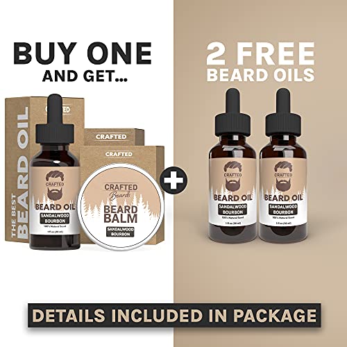 Deluxe Beard Oil And Beard Balm - For A Softer, Smoother, Moisturized Beard - Made With All-Natural And Organic Ingredients - Leave In Conditioner - Beard Care Kit For Men - Sandalwood Bourbon #TOP4
