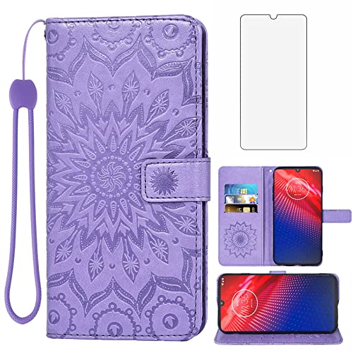 Funda para teléfono Motorola Moto Z4 Play/Moto Z4 Wallet Cases con protector de visualización de vidrio templado, cubierta magnética de piel, soporte para tarjetas, accesorios para celular, Motoz4 Z 4