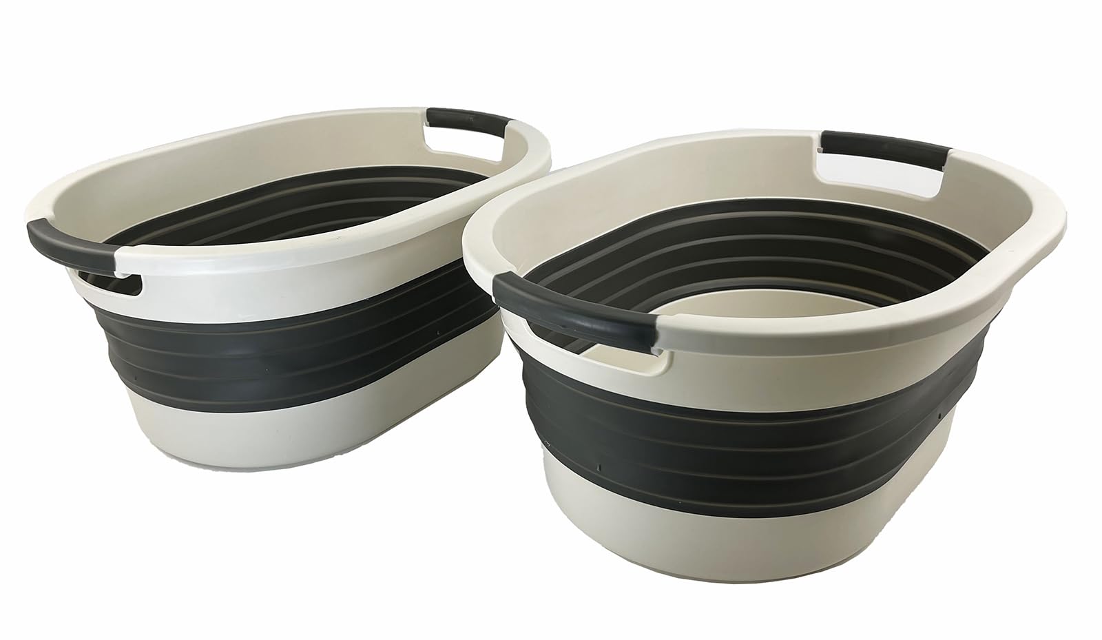 SAMMART 23L zusammenklappbarer Kunststoff-Wäschekorb – faltbarer Pop-Up-Aufbewahrungsbehälter/Organizer – tragbare Waschwanne – platzsparender Korb/Korb (2, Grau/Verwaschenes Schwarz)