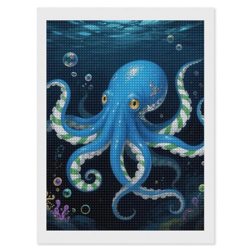Broderie diamant 5D pieuvre bleue FodPand, idée cadeau art manuel adulte