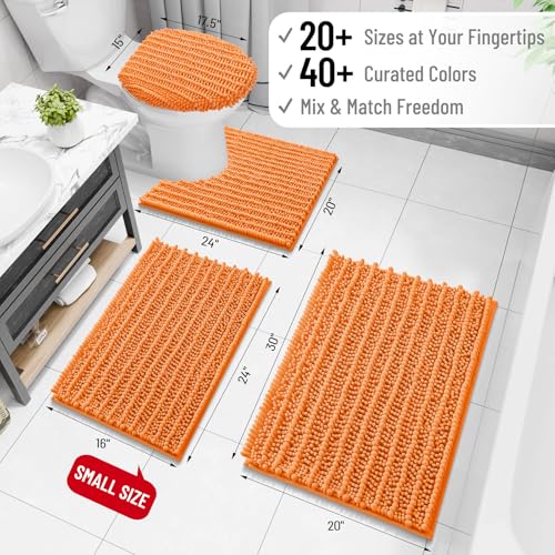 Image of Arotive Luxury Bathroom Ruuner Rugs 54x24, Extra Soft Thick Absorbent Shaggy Chenille Bath Rugs, Machine Wash Dry, Bath Mats for Bathroom Floor, Tub and Shower, Home Decor Accessories, Orange