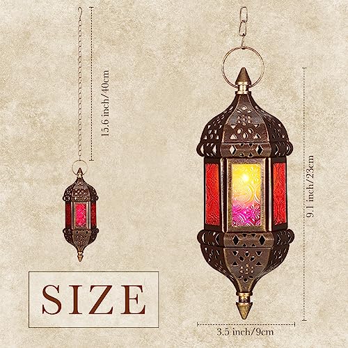 Retisee 6 Pcs Hanging Moroccan Lantern Hexagon Decorative Moroccan Candle Lantern Holders Hanging Candle Holder Indoor Outdoor for Patio Weddings Christmas Decoration