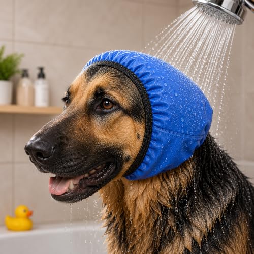 Dog Ear Cover for Bath, Waterproof Ear Protector, Keeps Ears Dry, Snug Fit