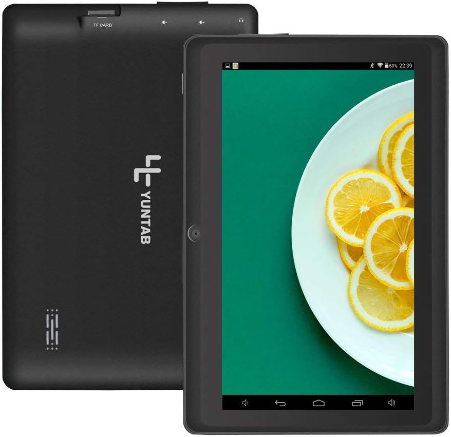 Yuntab Q88 7 Inch Allwinner A33,1.5 Ghz Quad Core Google Android Tablet PC,512MB+8G,Dual Camera,WiFi,Bluetooth,Mini USB,G-Sensor,Support SD/MMC/TF Card(Black)