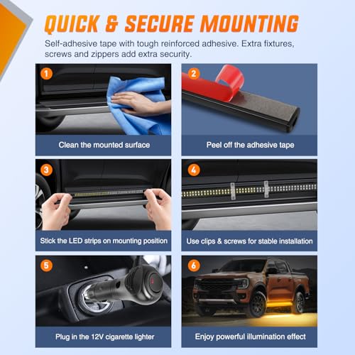 Image of Nilight 2PCS 70 Inch Emergency Strobe Light Strip with Controller 864 LED Amber Running Board Lights Flexible Side Flashing Warning Caution Safety Waterproof for Truck Construction Pickup