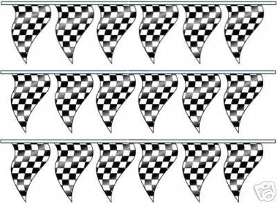 Race Style Checkered Pennants Streamers 25 Pack 30' Strings