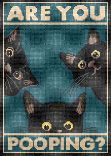 Eiazuiks Stamping Cross Stitch Kit,Cats Counting Cross Stitch Kit for Adult Beginners, Full Line DIY Cross Stitch Stitching Kit for Home Decor Cross Stitch Patterns 12x16 inches