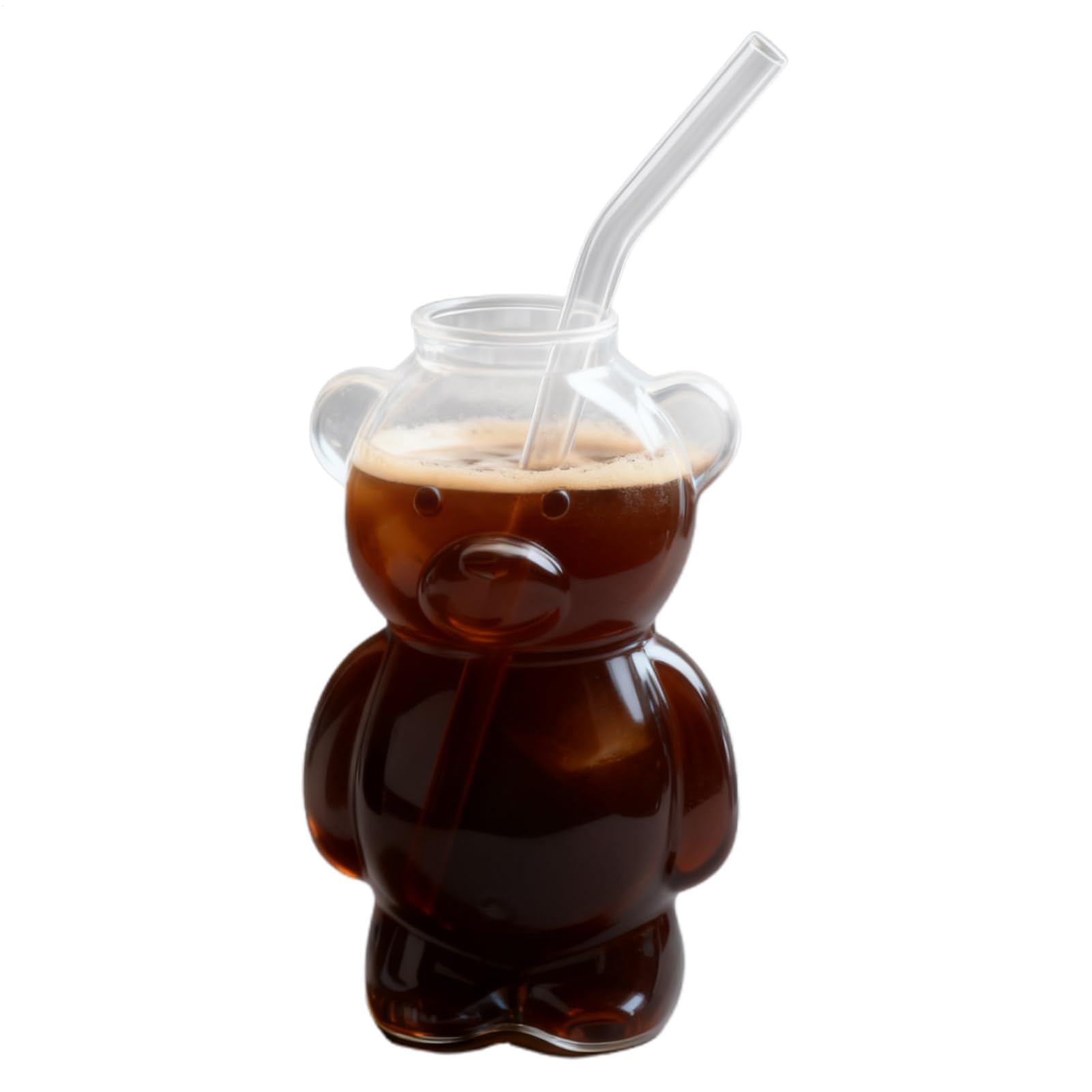 Bear Straw Cup Leak Proof Glass Drinkware Container Cute Ice Coffee Cups Students Teens Water Milk Cold Drinks
