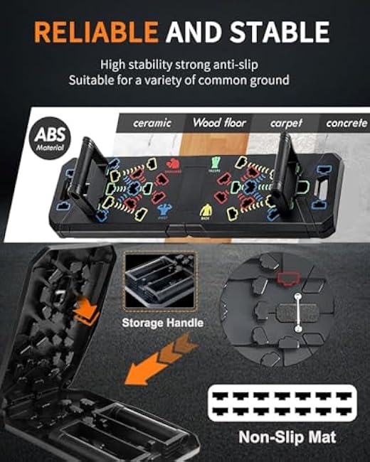 Solid Push Up Board,Home Workout Equipment Multi-Functional PushUp Board For Men,Foldable Push Up Bar For Strength Training