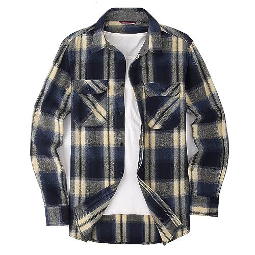 Alex Vando Mens Button Down Shirts Regular Fit Long Sleeve Casual Plaid Flannel Shirt