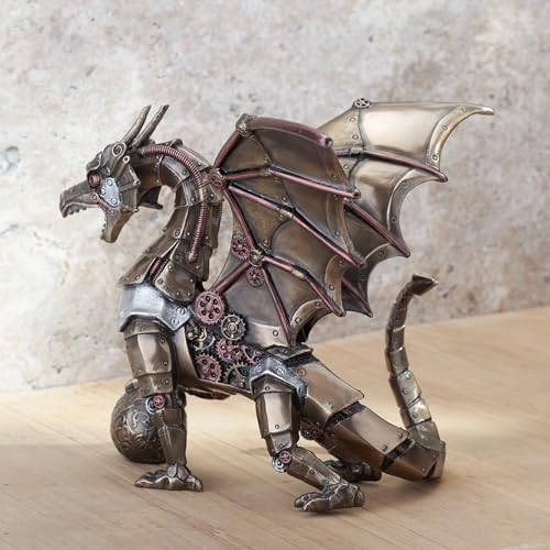 Estatua de Dragón Steampunk en Resina con Acabado Bronce miniatura 3